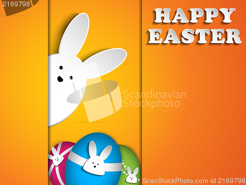 Image of Happy Easter Rabbit Bunny on Orange Background