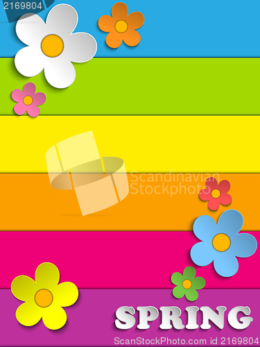 Image of Beautiful Spring Flowers Rainbow Background 