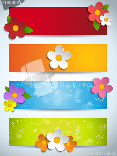 Image of Beautiful Spring Flowers Set of Banners