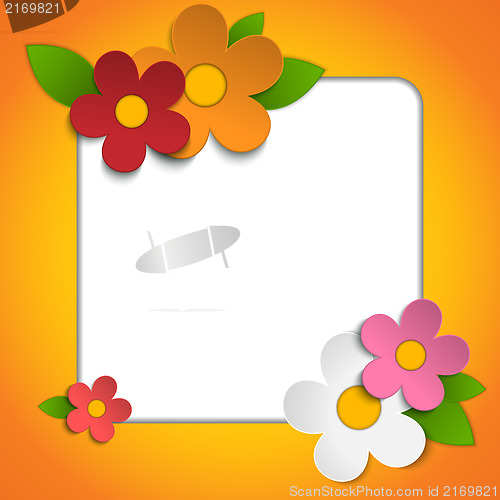 Image of Beautiful Spring Flowers Orange Background 