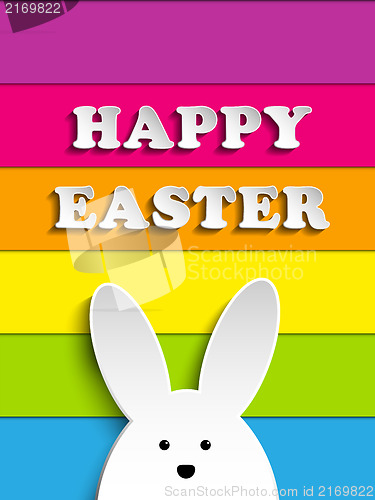 Image of Happy Easter Rabbit Bunny on Rainbow Background