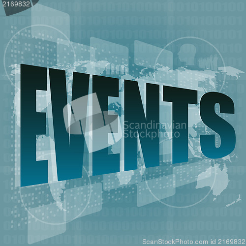 Image of events word on touch social network