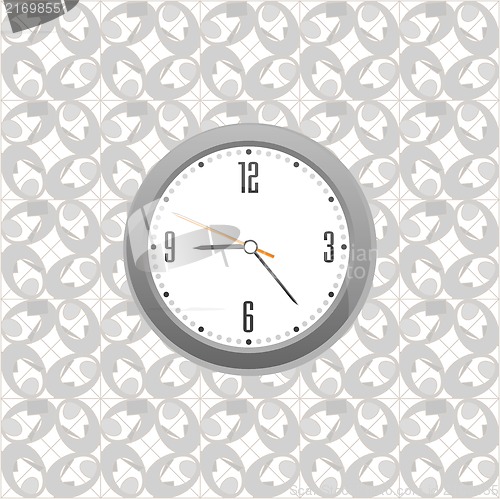 Image of grey clock on wall pattern style background