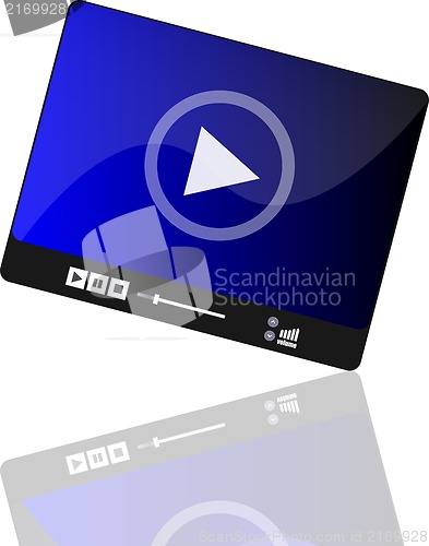 Image of Media player set with play button on abstract background