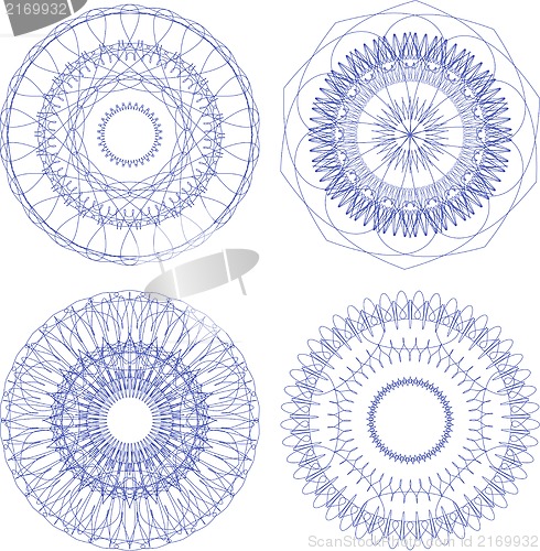 Image of Set of guilloche element for certificate, money design