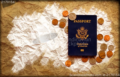 Image of Finance Background of money for business, Passport and Dollars. Finance concept.