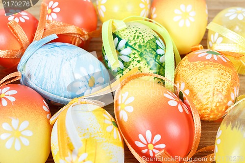 Image of Bright color easter eggs with bows