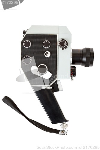 Image of Old 8mm movie camera on white