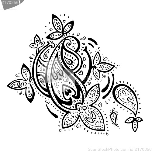 Image of Hand Drawn Paisley ornament.