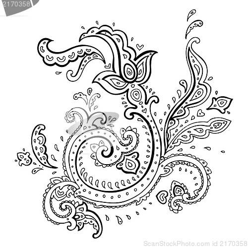 Image of Hand Drawn Paisley ornament.