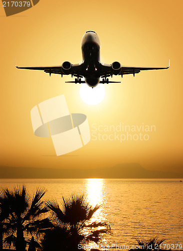 Image of beautiful sea view and plane