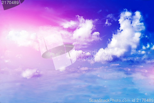 Image of Land, blue sky and beautiful clouds