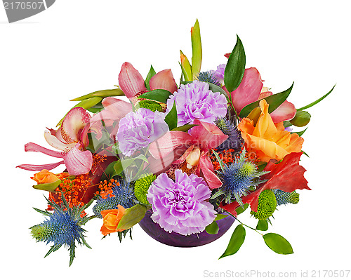 Image of Floral bouquet of orchids, gladioluses and carnations arrangemen
