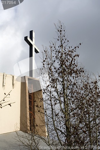 Image of Cross, Trees, and Sky