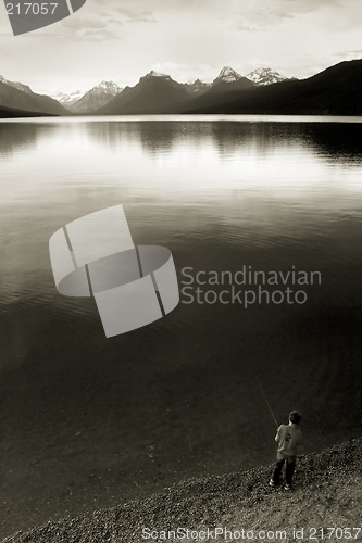 Image of Boy Fishing, Lake McDonald