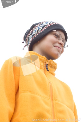 Image of Boy in Ski Hat and Fleece Pullover