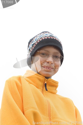 Image of Boy in Ski Hat and Fleece Pullover
