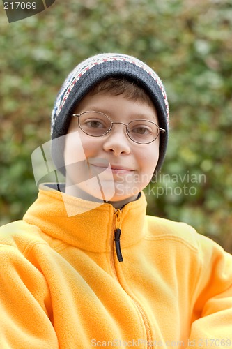 Image of Boy in Ski Hat and Fleece Pullover