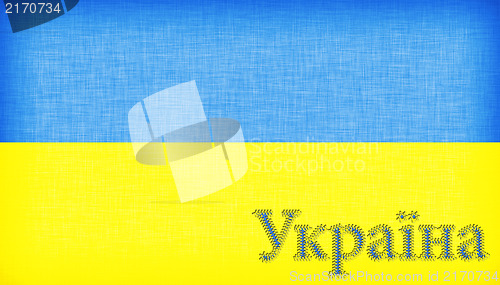 Image of Flag of Ukraine stitched with letters