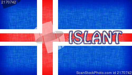 Image of Flag of Iceland stitched with letters