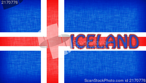 Image of Flag of Iceland stitched with letters