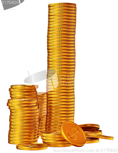 Image of Stacks of gold dollar coins