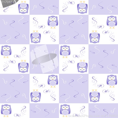 Image of Cute blue seamless owl background patten for kids