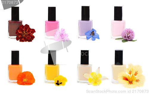 Image of Collage Nail polish with flower 
