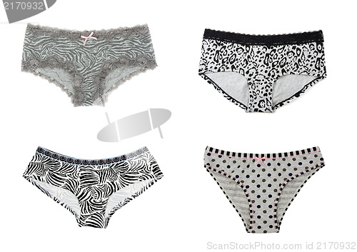 Image of Collage of four simple gray women's panties.