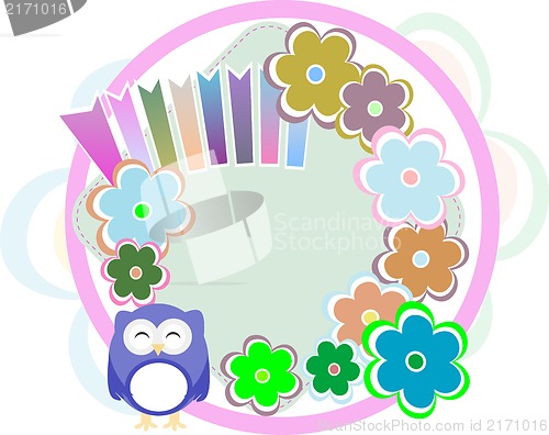Image of Background with owl and flowers