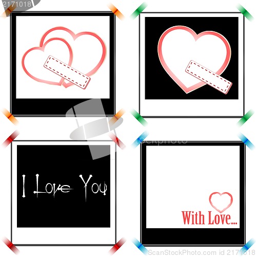 Image of Set of vintage frames in shape of a heart. Element for design