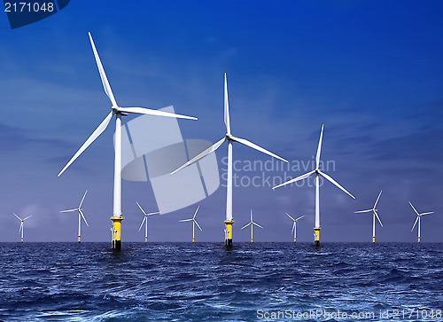 Image of wind turbines on sea