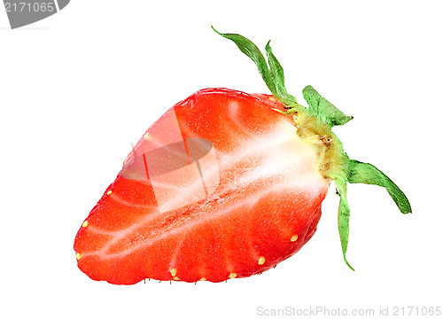 Image of Slice of red berry fresh strawberry