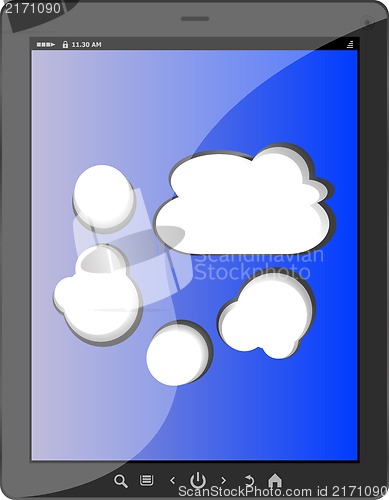 Image of Cloud-computing connection on the digital tablet pc. Conceptual image. Isolated