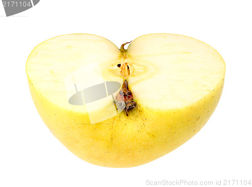 Image of Horizontal slice of a fresh yellow apple