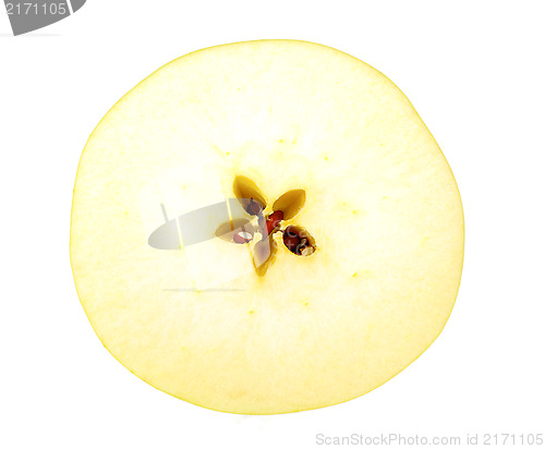 Image of Circle slice of a fresh yellow apple