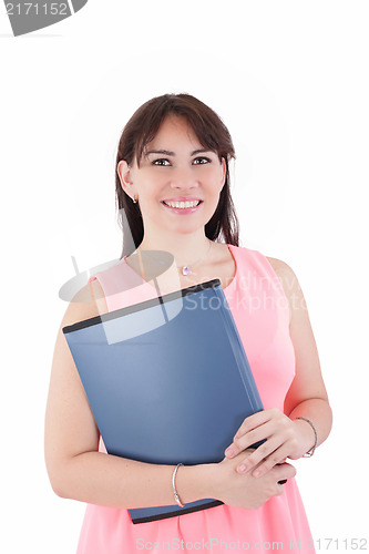 Image of Smiling business woman. Isolated over white background