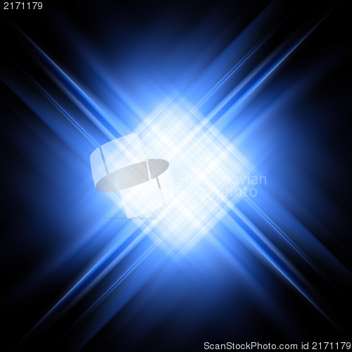 Image of Diagonal blue and white rays on black