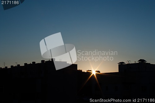 Image of Roof and sunset