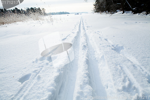 Image of Skiing tracks in snow