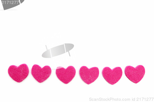 Image of Row of romantic pink hearts