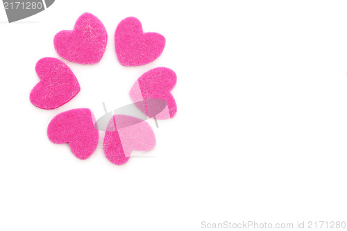 Image of Circle of romantic pink hearts