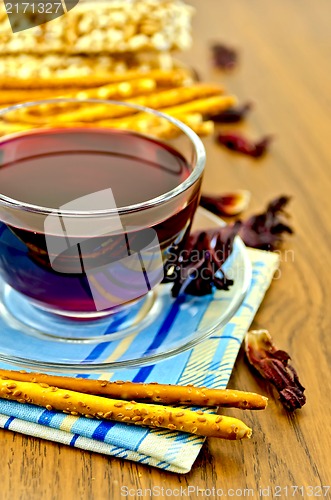 Image of Tea hibiscus with bread and bread sticks