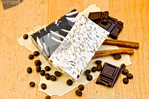 Image of Soap homemade with chocolate and coffee on board