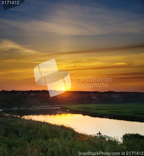 Image of sunset over river