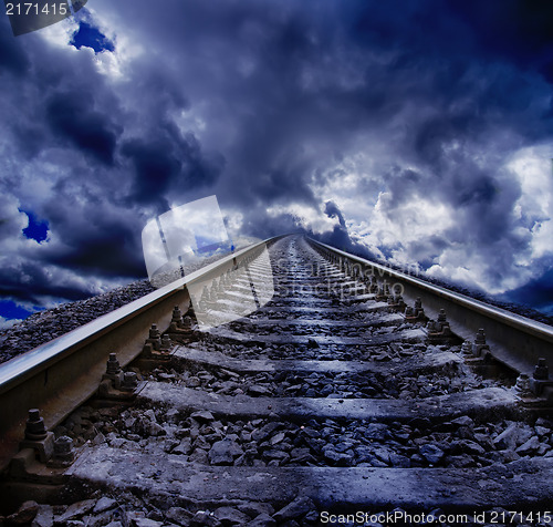 Image of railroad at night