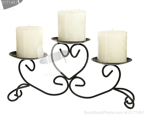 Image of Candlestick with candles on a white background