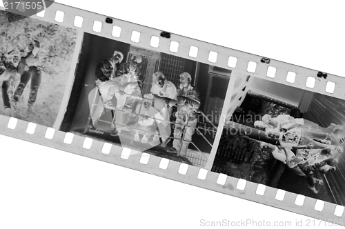 Image of Old black-white photofilm. A negative 35mm. 