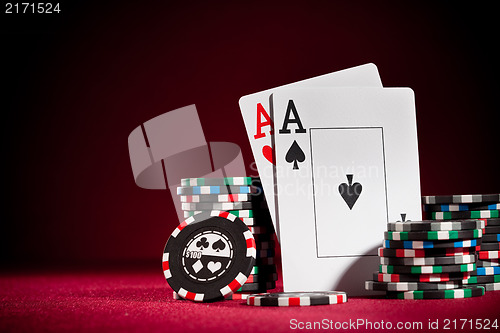 Image of chips and two aces