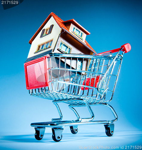 Image of shopping cart and house